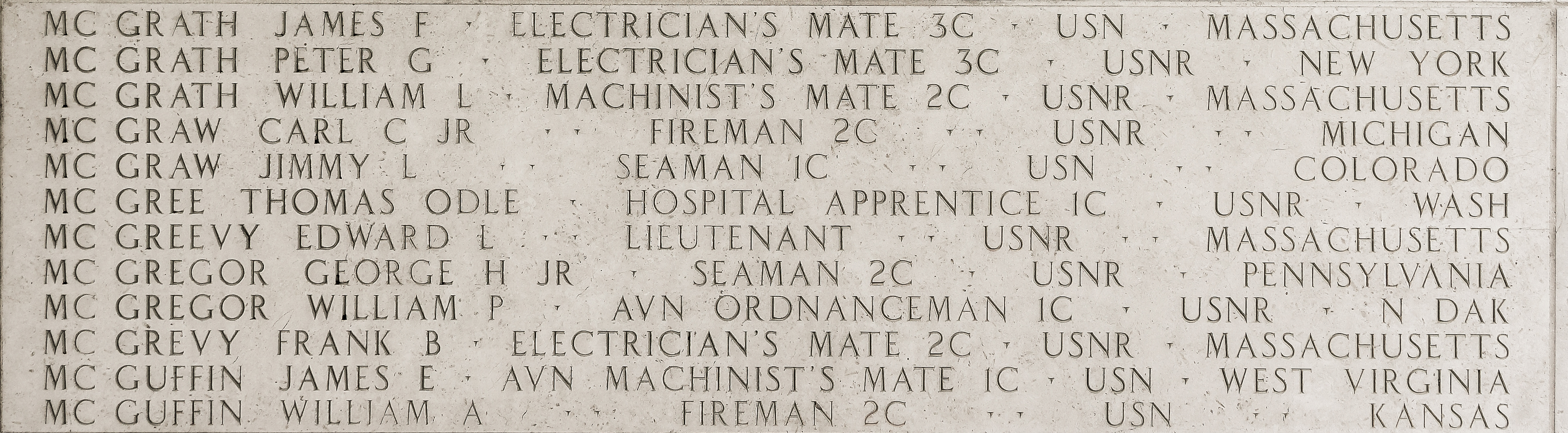 William L. McGrath, Machinist's Mate Second Class